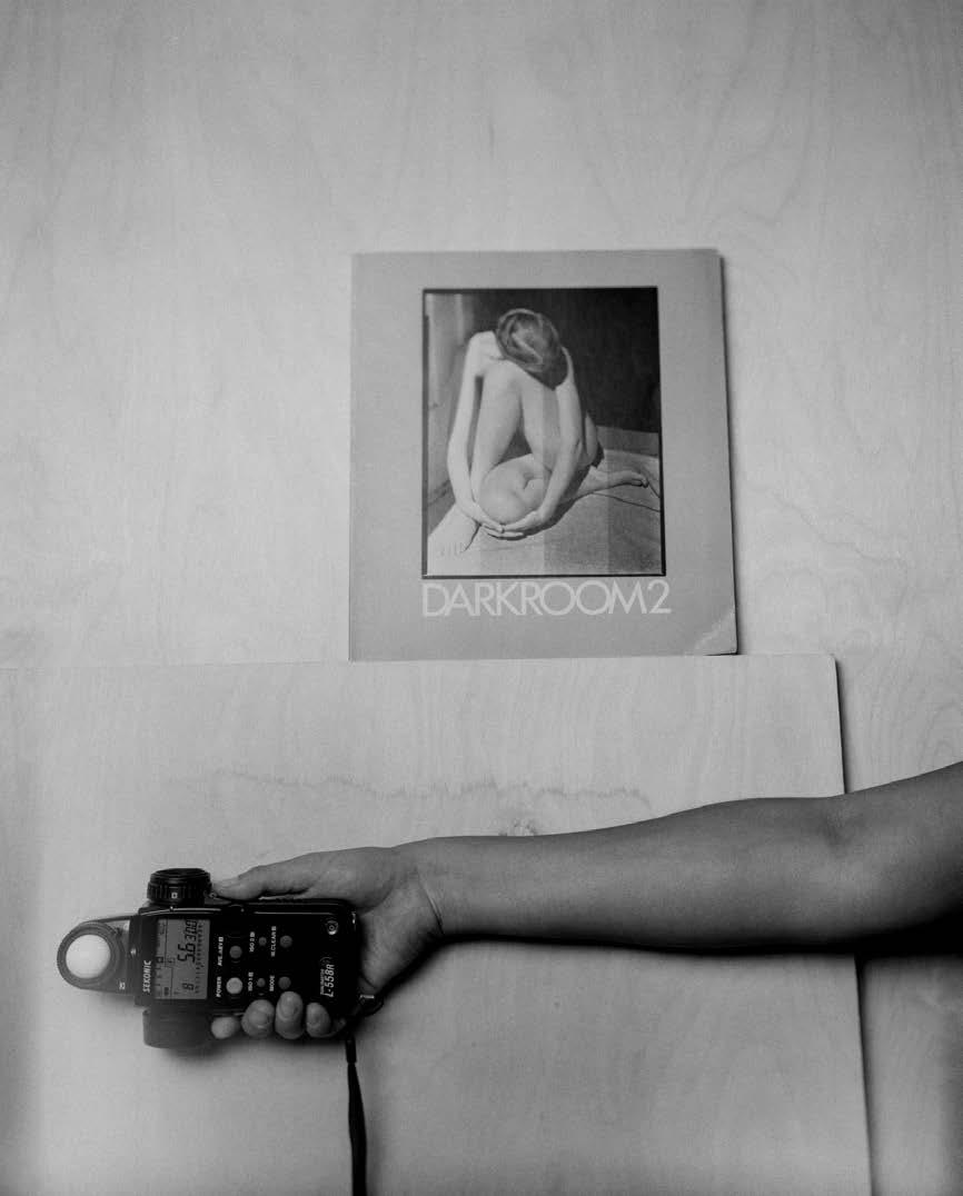 Self-Portrait as Weston w Light Meter w Test Charis Wilson on Darkroom2 Cover, 2020-1978